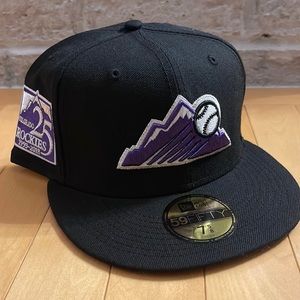 New Era 59Fifty Colorado Rockies Wool Fitted Hat Size 7 5/8 Lavender UV 25 Patch
